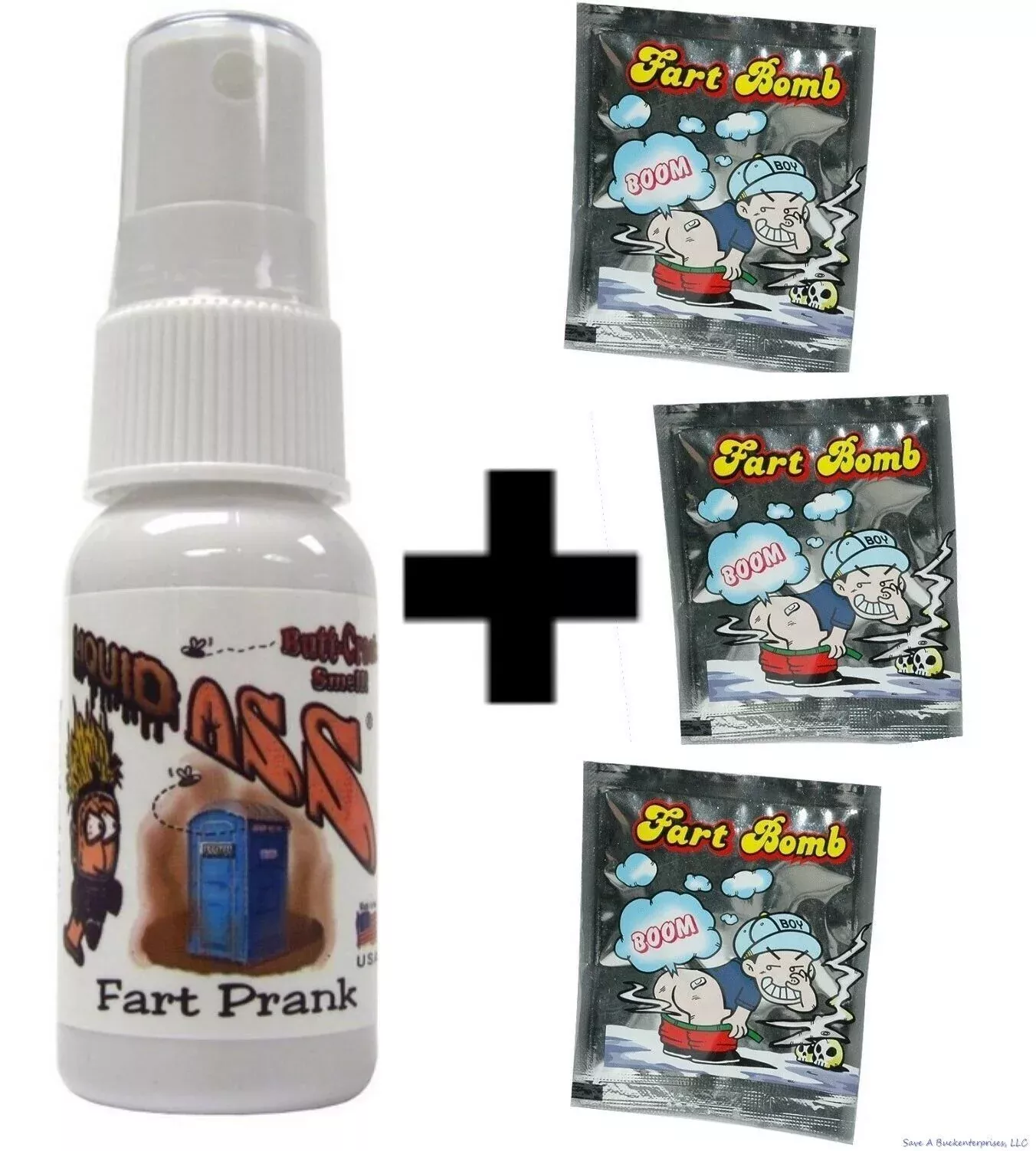 1 iquid Ass Spray Mister Bottle+3 Stink Smell Fart Bombs ~ (COMBO SET!)