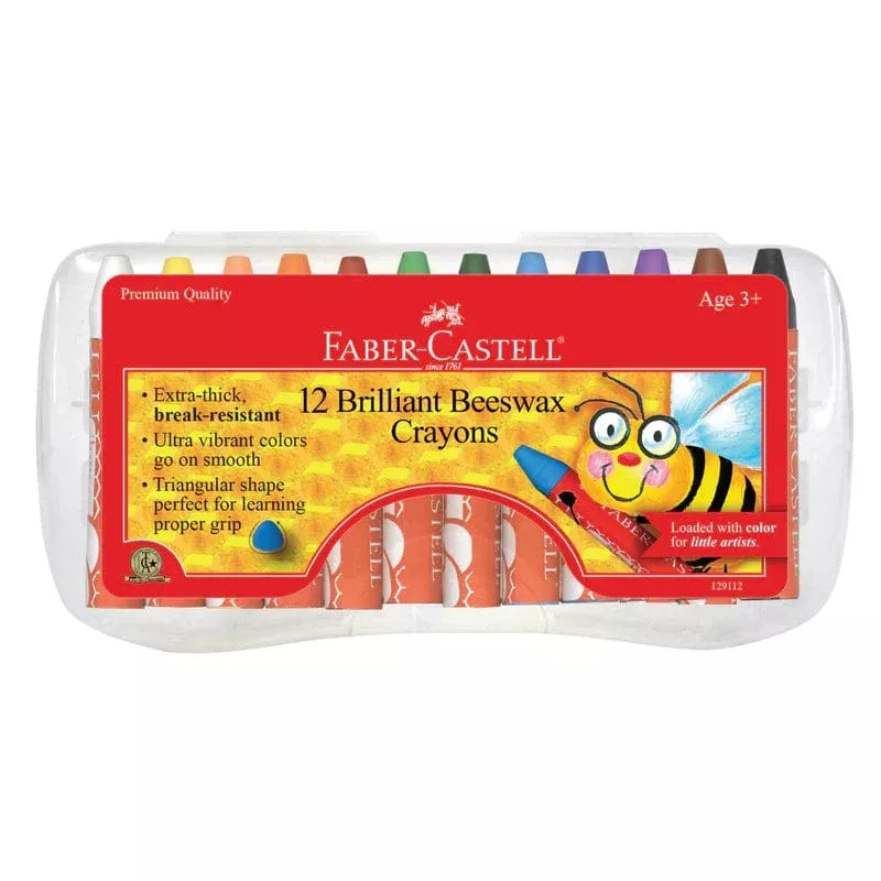 12 Brilliant Beeswax Crayons in Storage Case