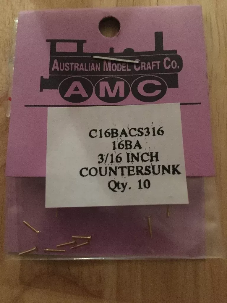 16BA Countersunk 3/16 Inch BRASS SCREWS Qty 10