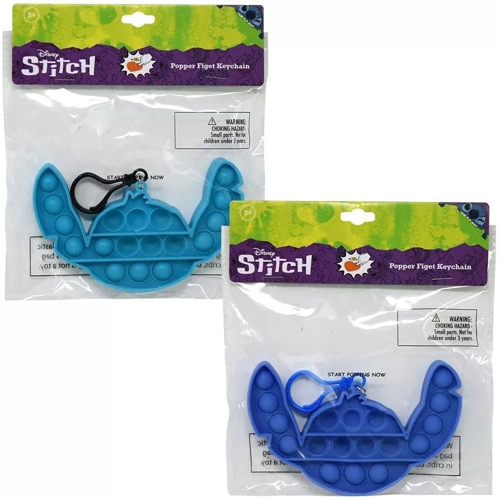 [2 PACK] Stich Shaped Fidget Toy, Silicone Squeeze Sensory Tools to Relieve Emotional Stress for Autism Kids Adults-Fidget Toys-for ADHD Anxiety & Stress Relief Keychain