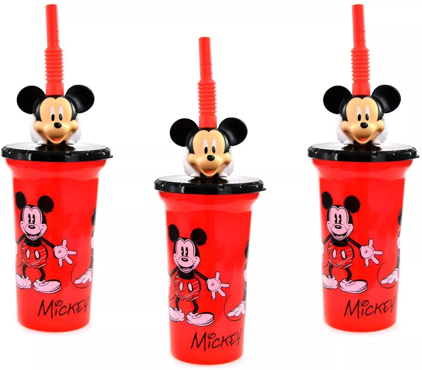 [3-Pack] Disney Mickey Mouse 15oz Buddy Sip Tumbler Cup with Lid & Straw, BPA-Free