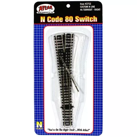 #6 Switch Custom Line Right Hand N Scale Code 80