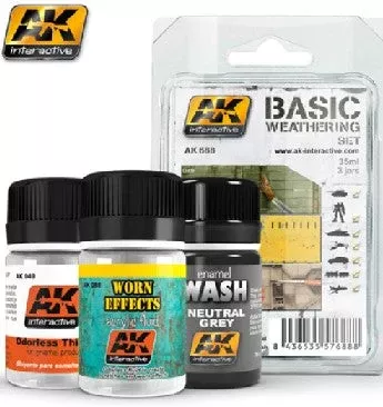 AK Interactive 688 Basic Weathering Acrylic/Enamel Paint Set (49, 88, 677)