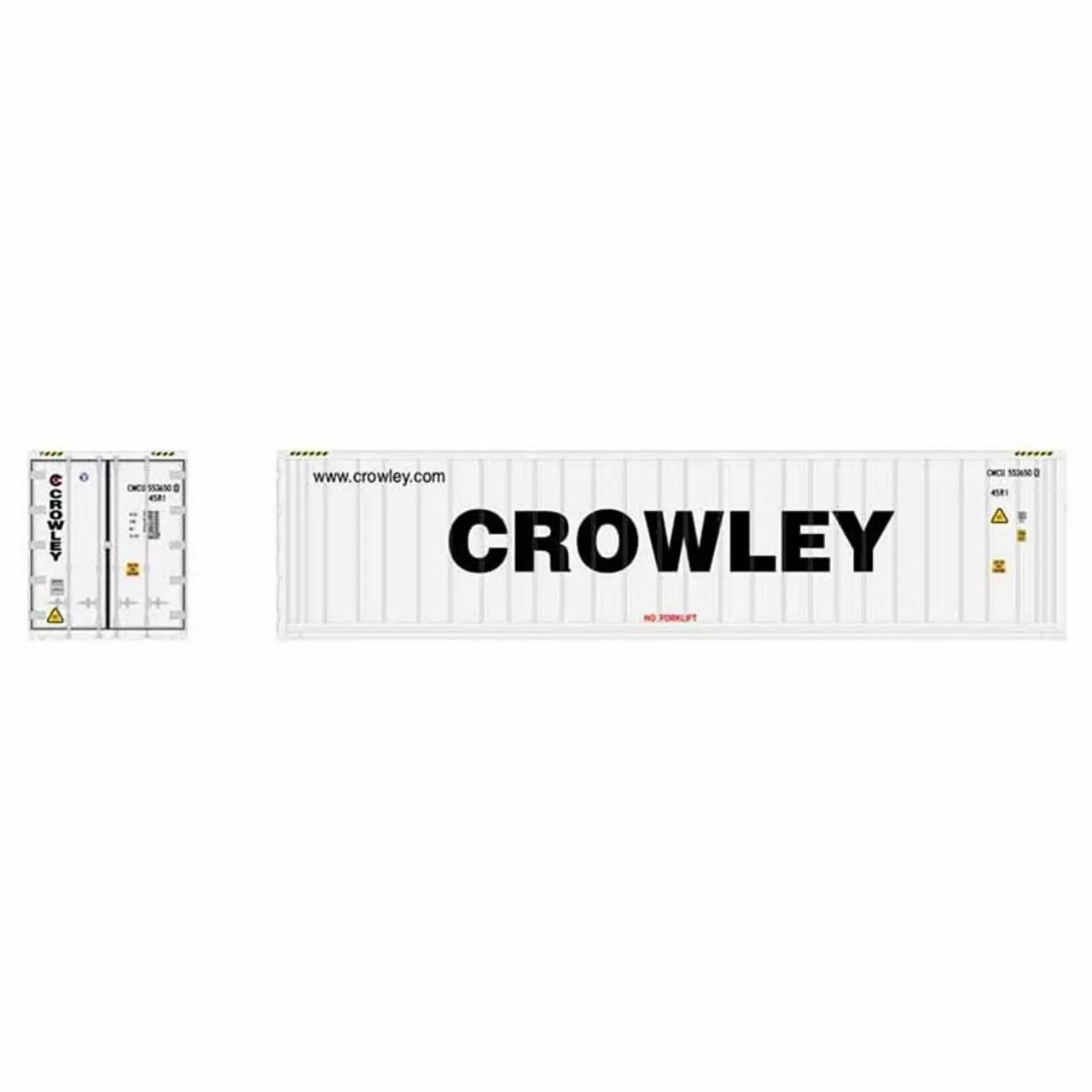Atlas 50006003 – 40′ Refrigerated Container [3-PACKS] Crowley Set #2 (White/Black) Crowley (CMCU) 5536692, 5536732, 5536753 – N Scale