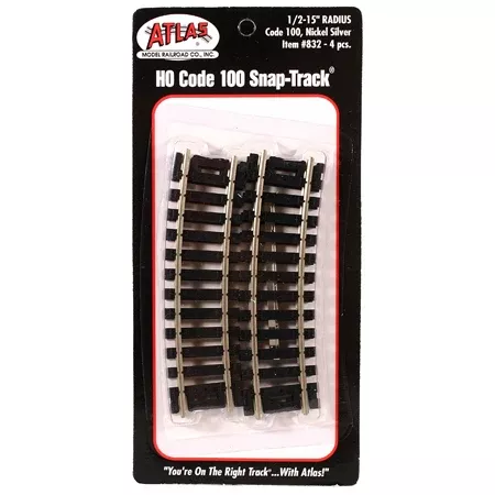 Atlas 832 HO Scale Code 100 Track 15" Radius 1/2 Curve