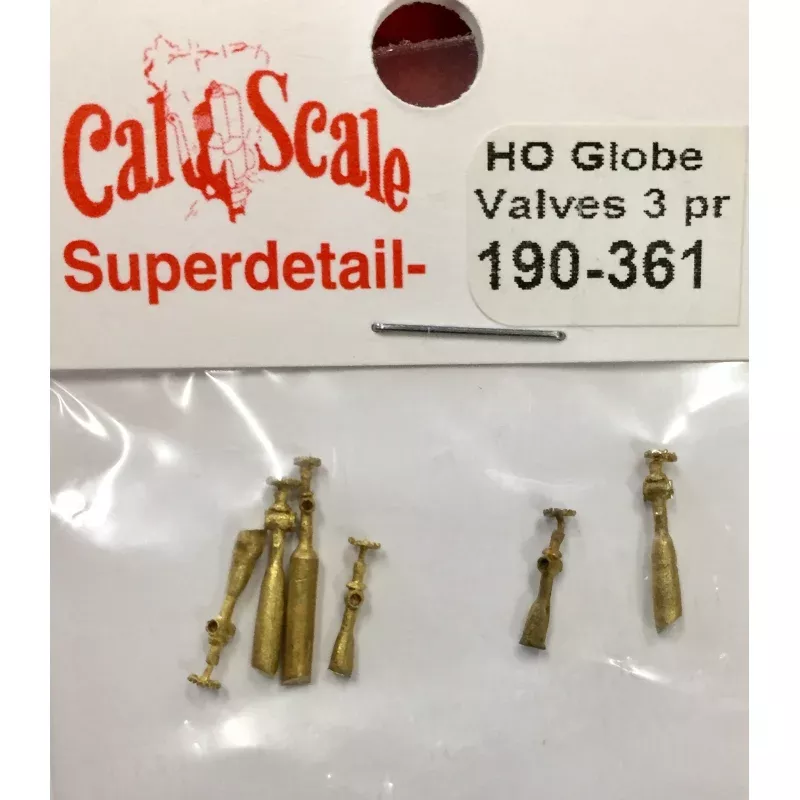 CAL-SCALE 190-361 HO Globe Valves (3 Pr)Brass Casting.*