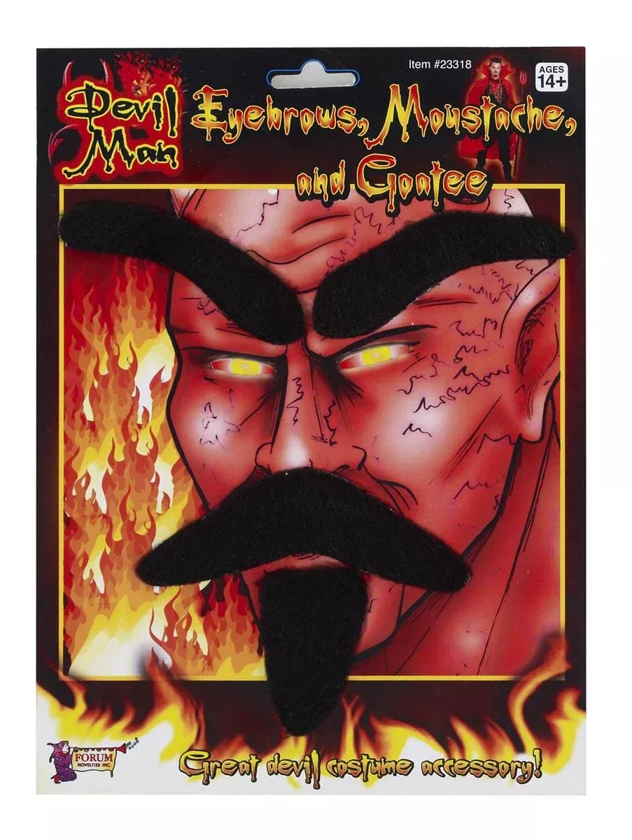 Devil Eyebrows, Moustache & Goatee Costume Accessory Set