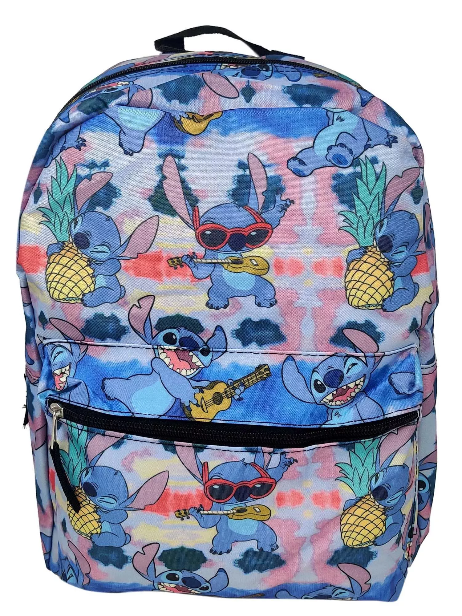 Disney Lilo & Stitch Backpack 16" All-Over Print Ukulele with Front Pocket