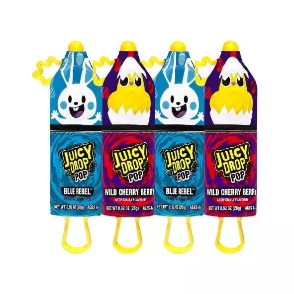 Easter Juicy Drop Pops Blue Cherry and Wild Cherry Berry