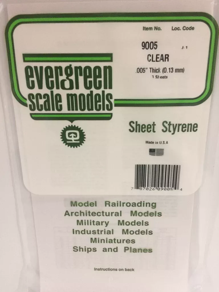 Evergreen Scale Models 9005 Clear Sheet Styrene .005 x 6 x 12