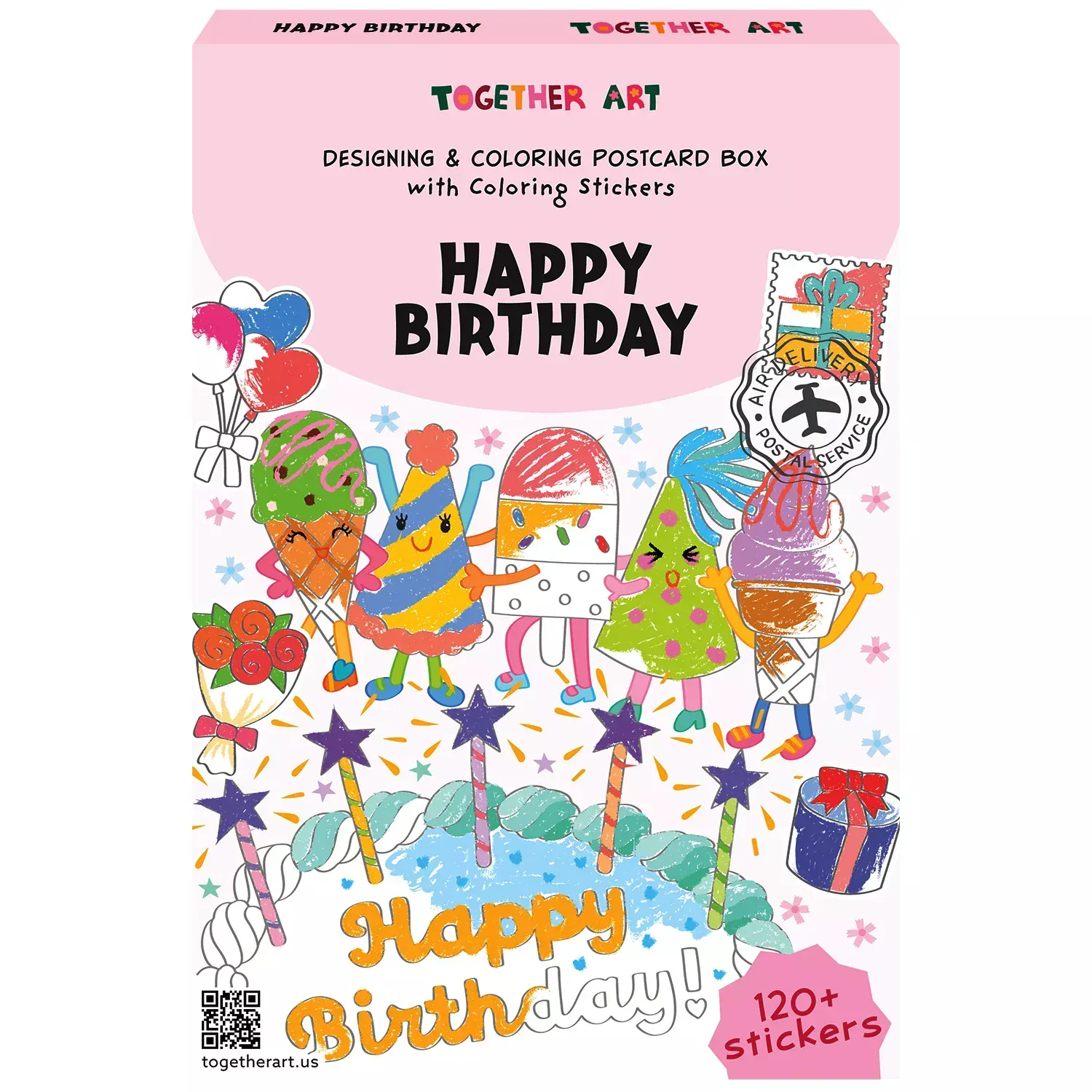 Happy Birthday Design & Coloring Postcard Box