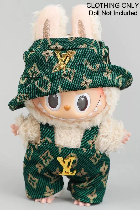 Labubu Green LV Designer Inspired Overalls and Hat