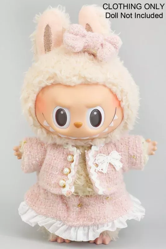 Labubu Pink Tweed Jacket and Skirt Outfit