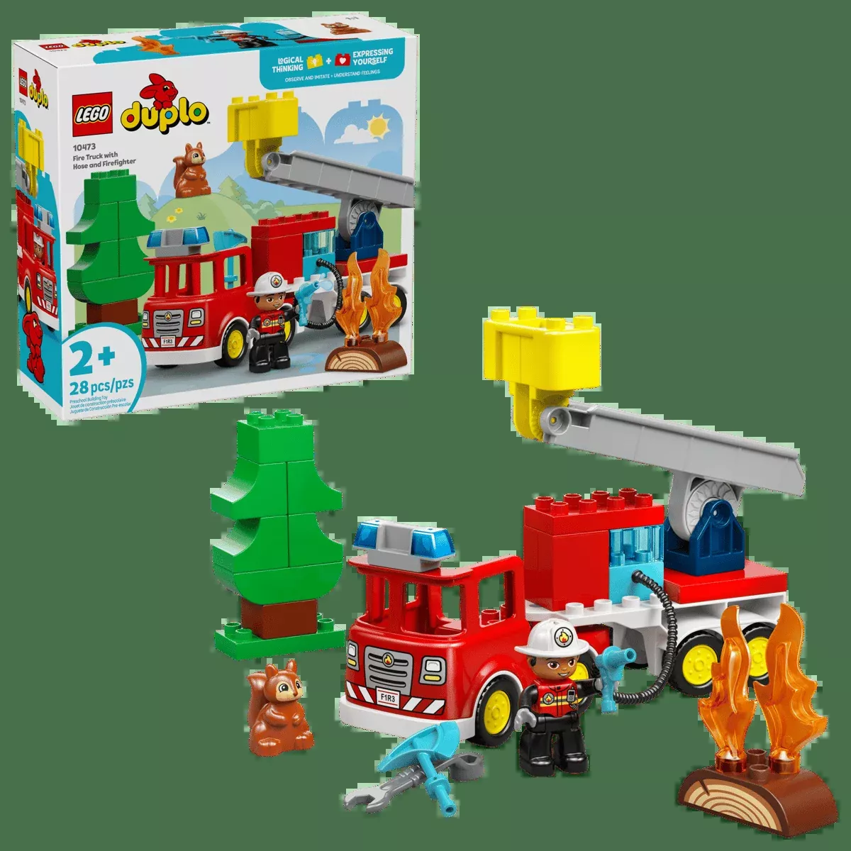Lego Duplo Fire Trucks with Hose and Firefighter