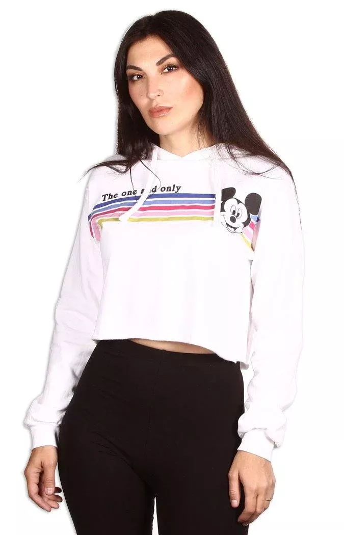 Mickey Juniors Crop Hooded Sweatshirt One and Only