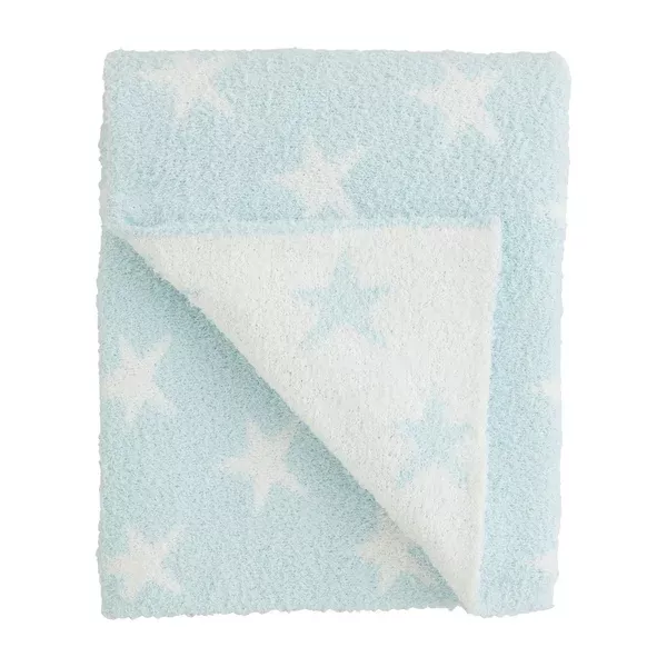 Mud Pie Blue Star Chenille Baby Blanket