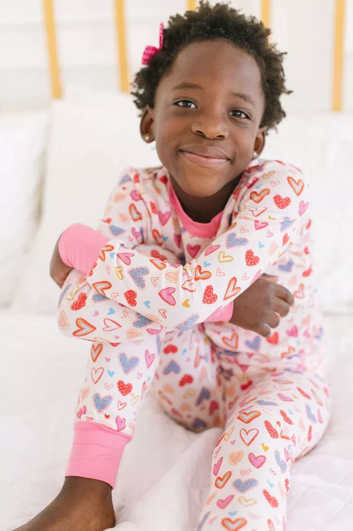 Ollie Jay Heart Felt 2Pc Bamboo Pajamas