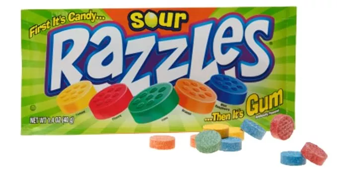 Razzles Sour Fruit Flavored Retro Candy Gum