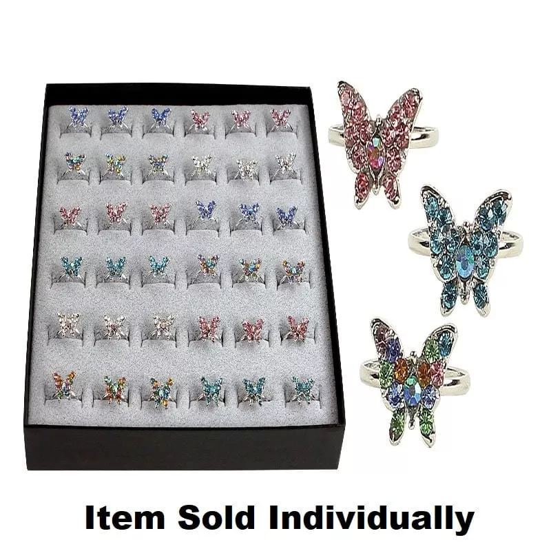 Rhinestone Butterfly Ring (Assorted Styles)