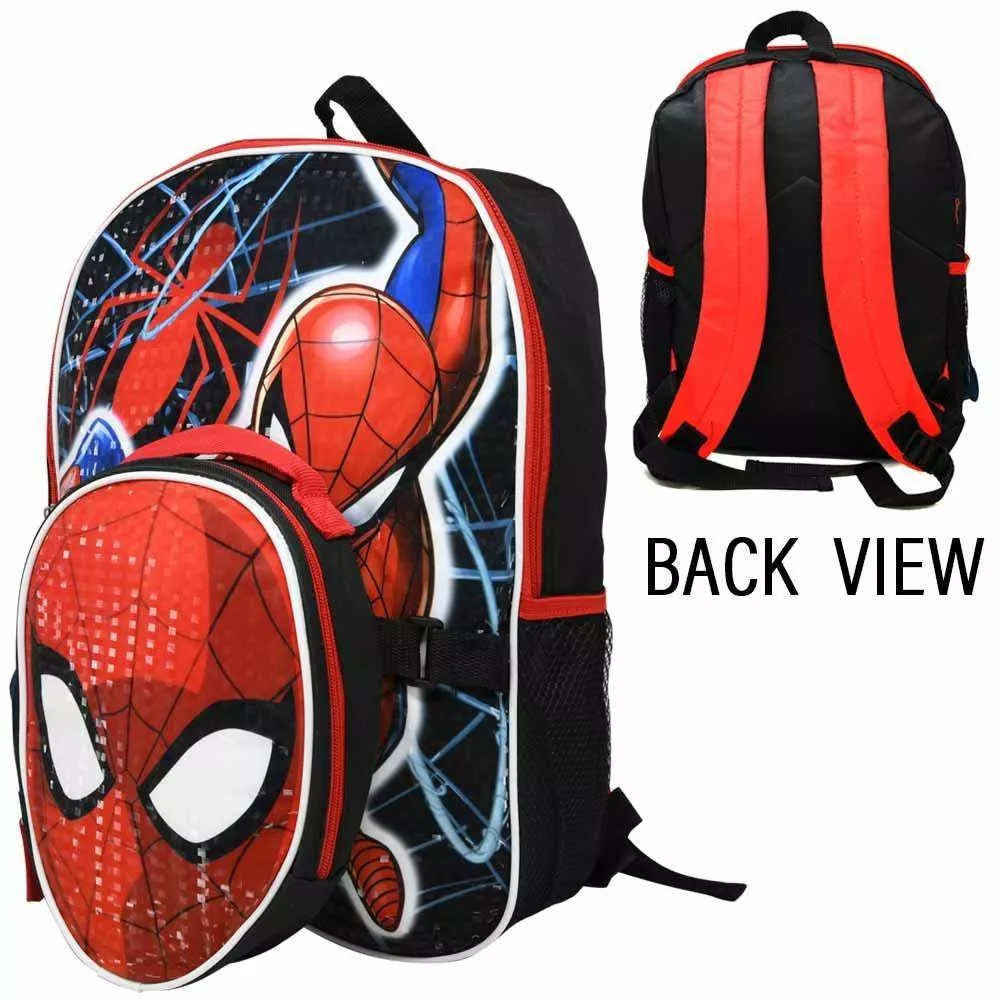 Spiderman 16" Backpack with Shaped Lunch Bag- SPOU
