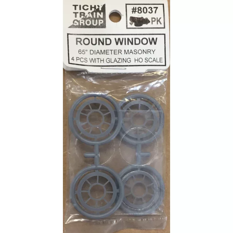 TICHY TRAIN GROUP - WINDOWS ROUND #8037 - 65" Dia, Masonry with glazing HO
