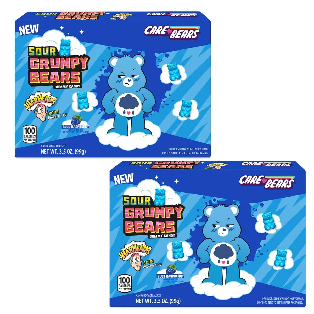 Warheads Care Bears Sour Grumpy Bears Blue Raspberry Gummy Candy