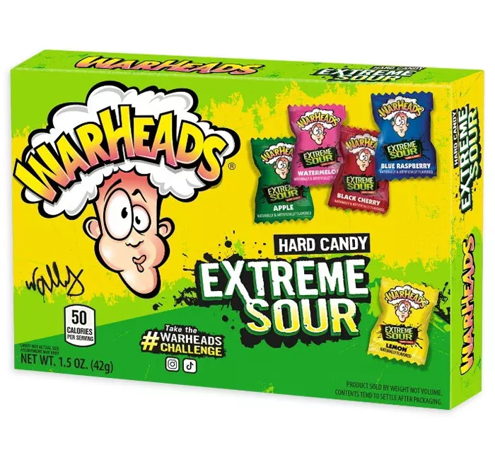 Warheads Extreme Sour Hard Candy Theater Box Assorted Fruit Flavors